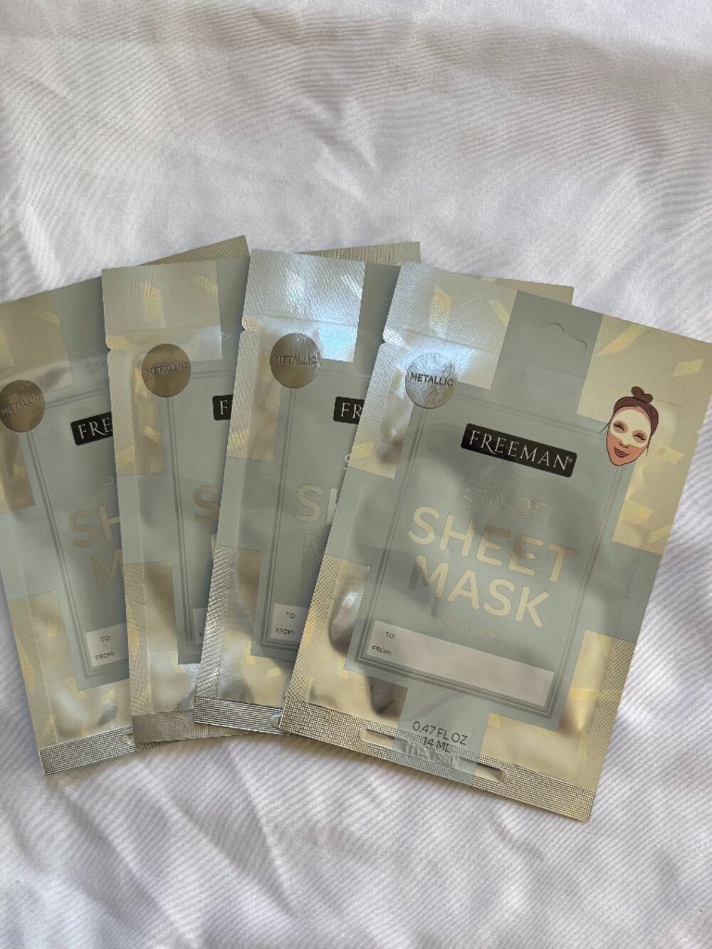 Freeman Silver T-zone Sheet Mask, Silver, Purifying, Korean, 4 Pack